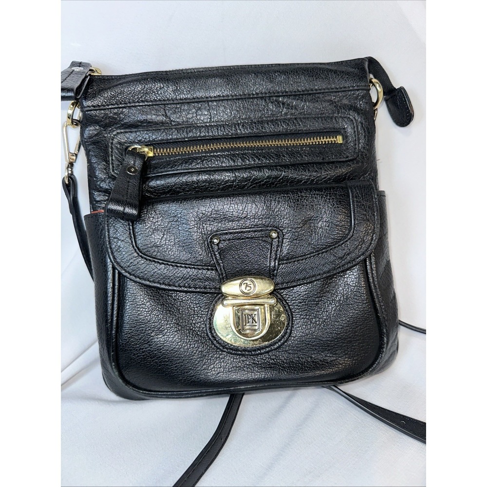 JPK Paris 75 Nylon Black Leather Trims Crossbody Bag.adjustable strap